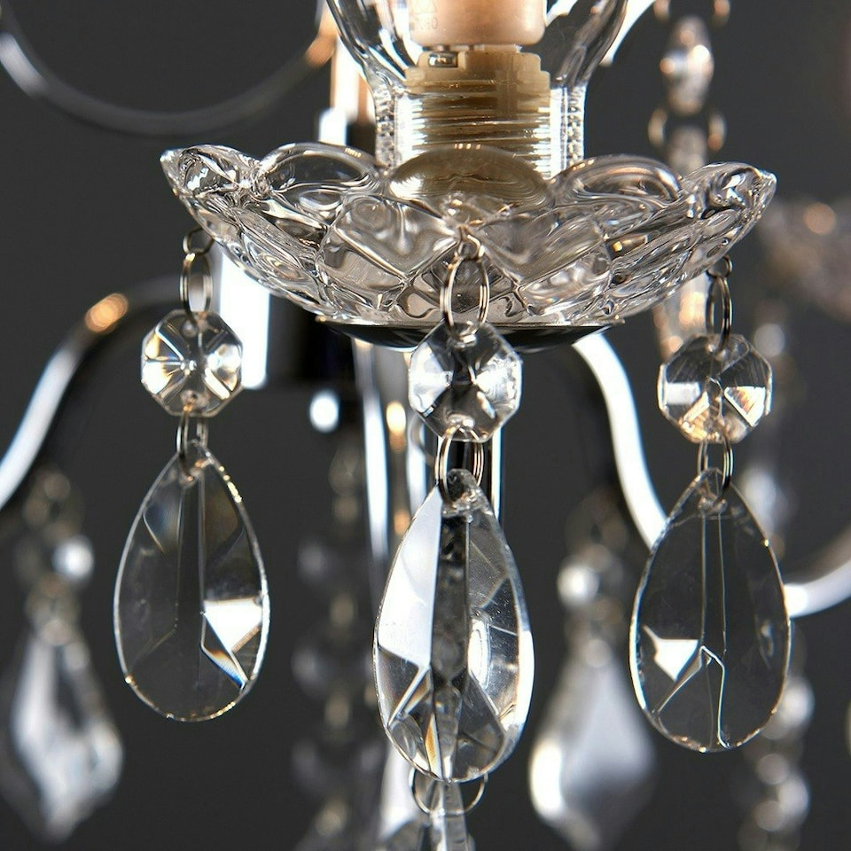 image 1 of ValueLights Varuna Glass Droplet IP44 Rated Bathroom Chandelier Pendant Ceiling Light