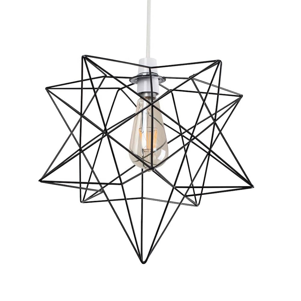 image 1 of ValueLights Retro Matt Black Geometric Star Design Ceiling Pendant Light Shade