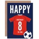 image 1 of Football Strip Kit Red Jersey Top On Age 8 Year Old Child Kids 8th Birthday Card