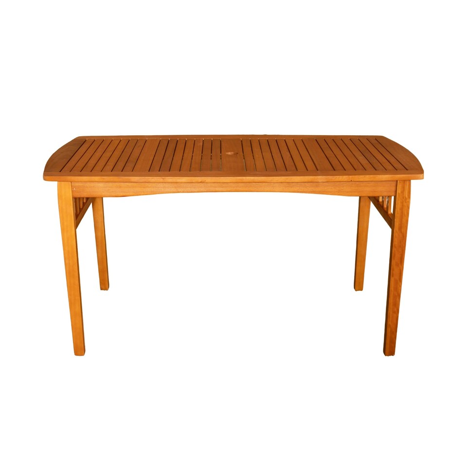 image 1 of Kapalua 4 Seater Rectangular Outdoor Wooden Slatted Top Dining Table Brown