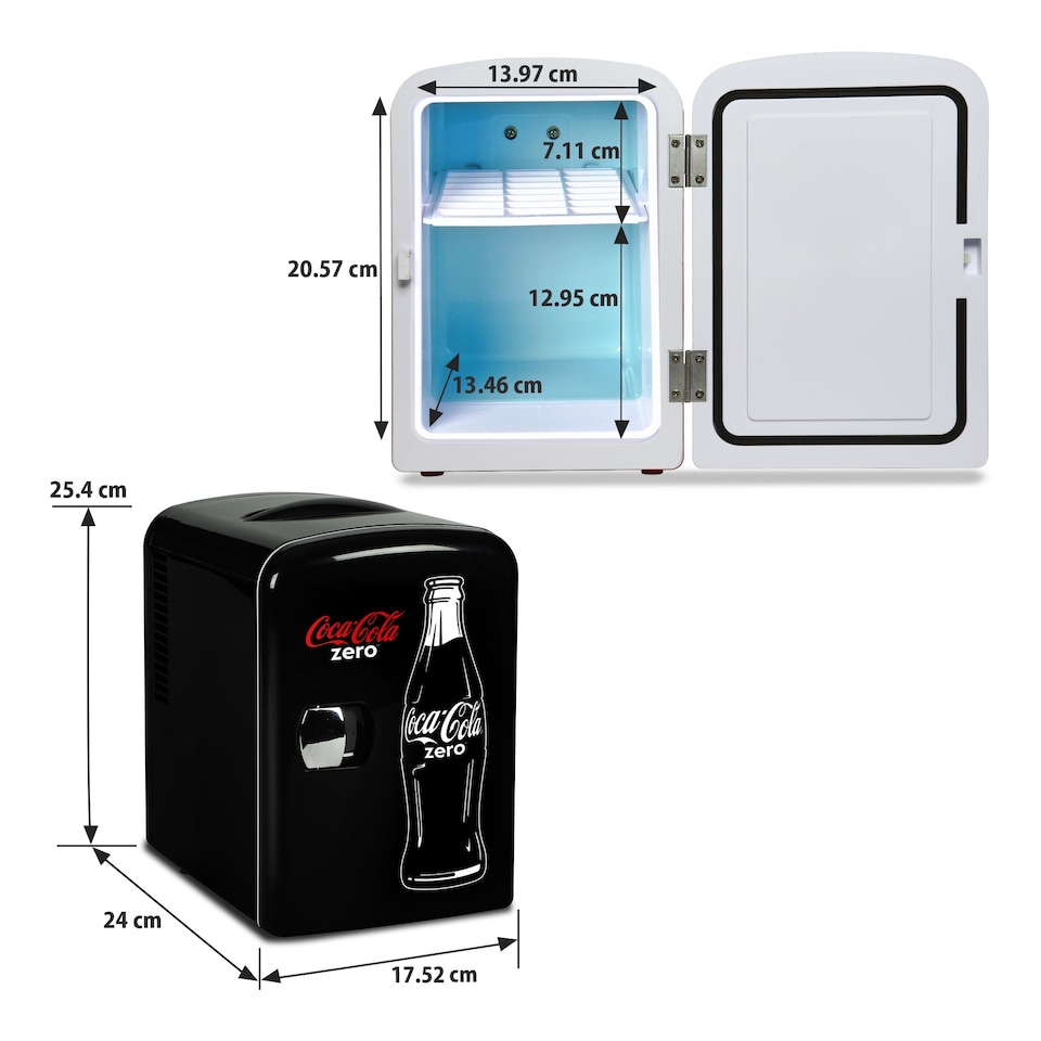 image 1 of Coca-Cola Coke Zero 4L Cooler/Warmer 12V DC 230V AC Mini Fridge, Black