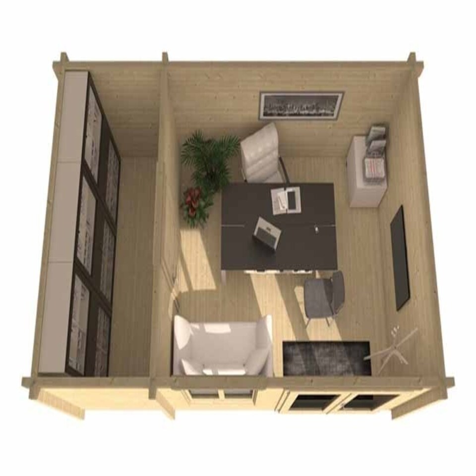 image 1 of Aviemore-Log Cabin, Wooden Garden Room, Timber Summerhouse, Home Office - L540 x W354 x H251.6 cm Brown