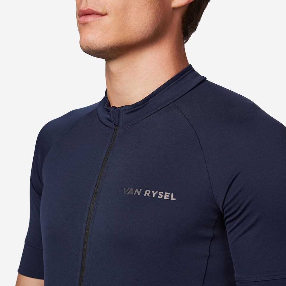 image 1 of Decathlon Men's road biking short-sleeved top - steel blue
