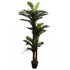 Artificial Large Palm Tree with Natural Trunk 150cm  - Realistic plant by Botanik | Green | 5ft