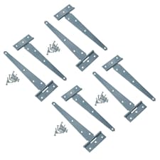 8in / 204mm Heavy Duty T Tee Hinges For Shed + Garden Gates Zinc Plated 8pc Silver
