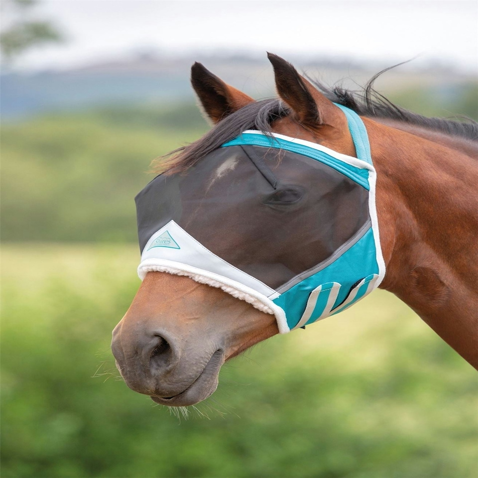 image 1 of Shires Fine Mesh Earless Fly Mask Blue | Cob