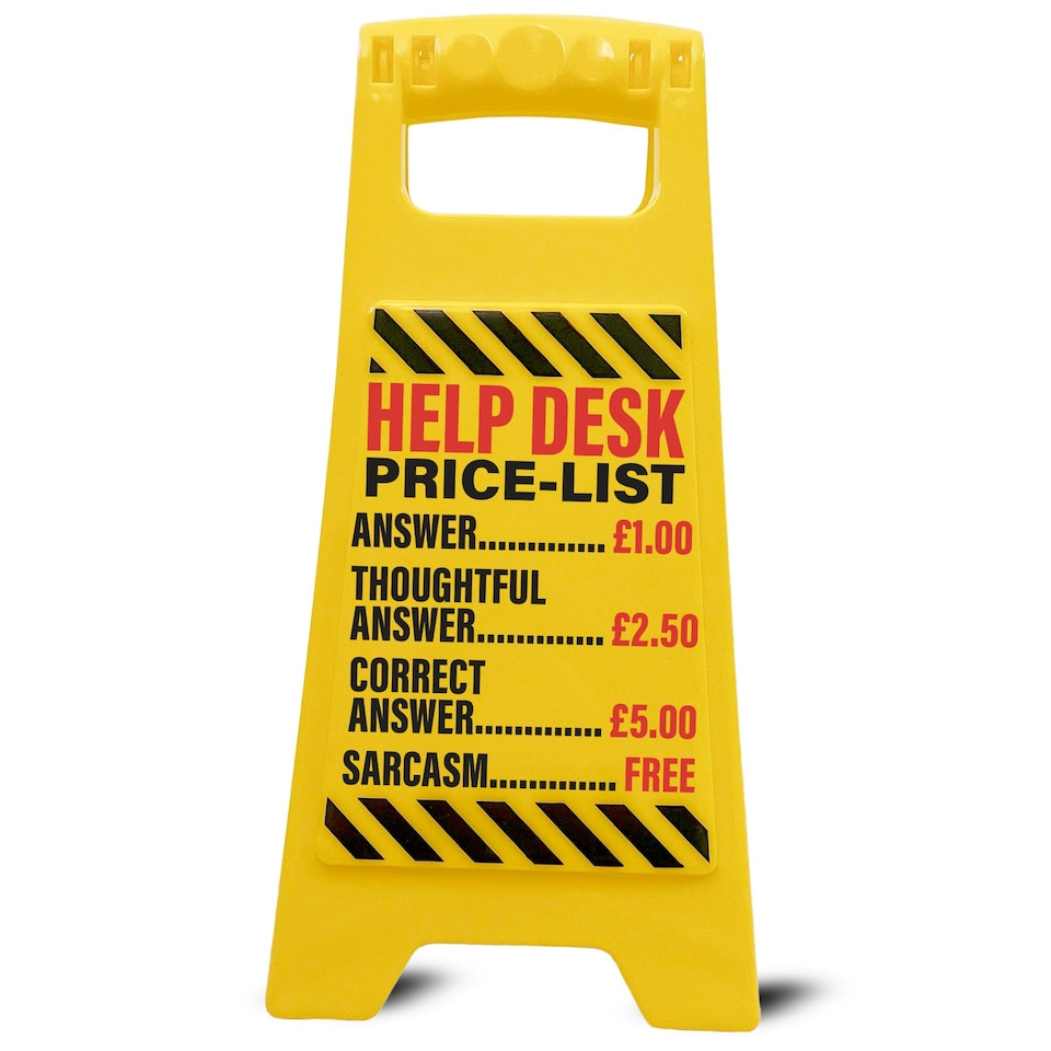image 1 of Desk Warning Sign- Help Desk Price List UK