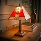image 2 of ValueLights Tiffany Red Stained Glass Shade Brass Table Lamp Red