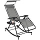 image 2 of Outsunny Garden Rocking Chair Folding Recliner Outdoor Adjustable Sun Lounger Rocker Zero-Gravity Seat with Headrest Side Holder Patio Deck - Grey