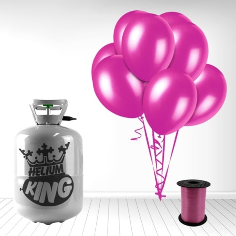 Disposable Helium Gas Canister with 30 Fuchsia Pink Balloons and