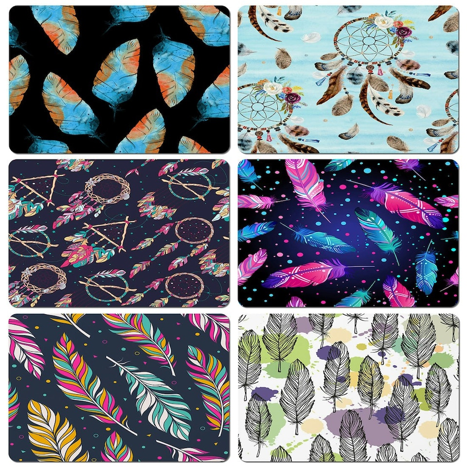 image 1 of Boho Chic Feathers Collection (Placemat & Coaster Set)