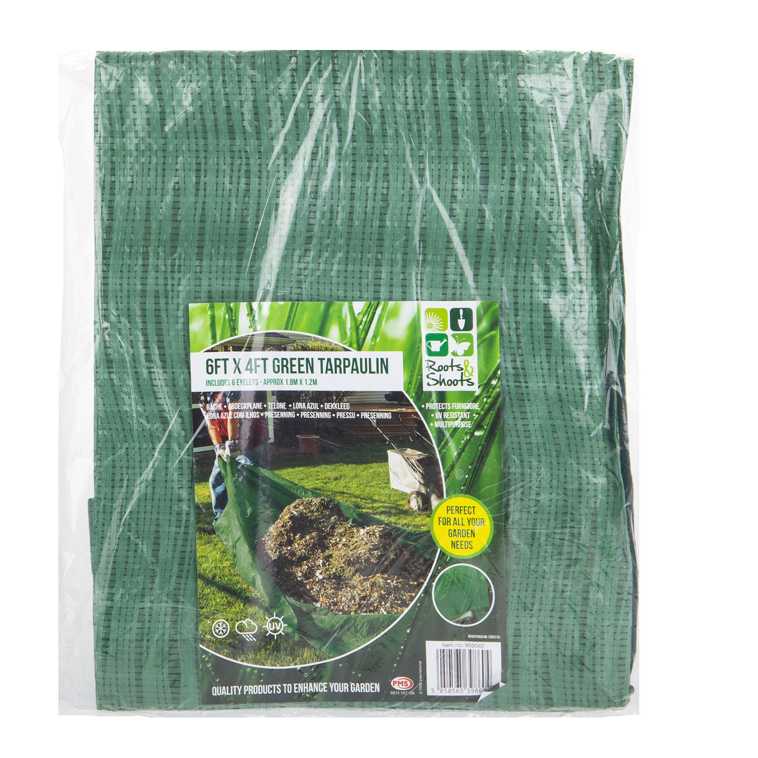 VFM e-Store Tarpaulin Eyelets Tarp Provides Elements Protection 6 x Green