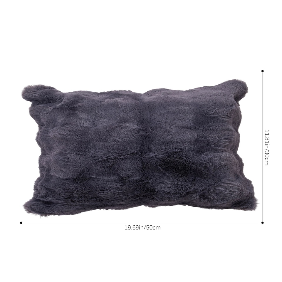 image 1 of Living and Home Plush Throw Pillow Cover Pillowcase, Dark Grey-50x30cm | Grey | Dark Grey
