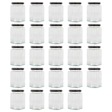 Argon Tableware Hexagonal Glass Jam Jars with Black Lids - 250ml - Pack of 24
