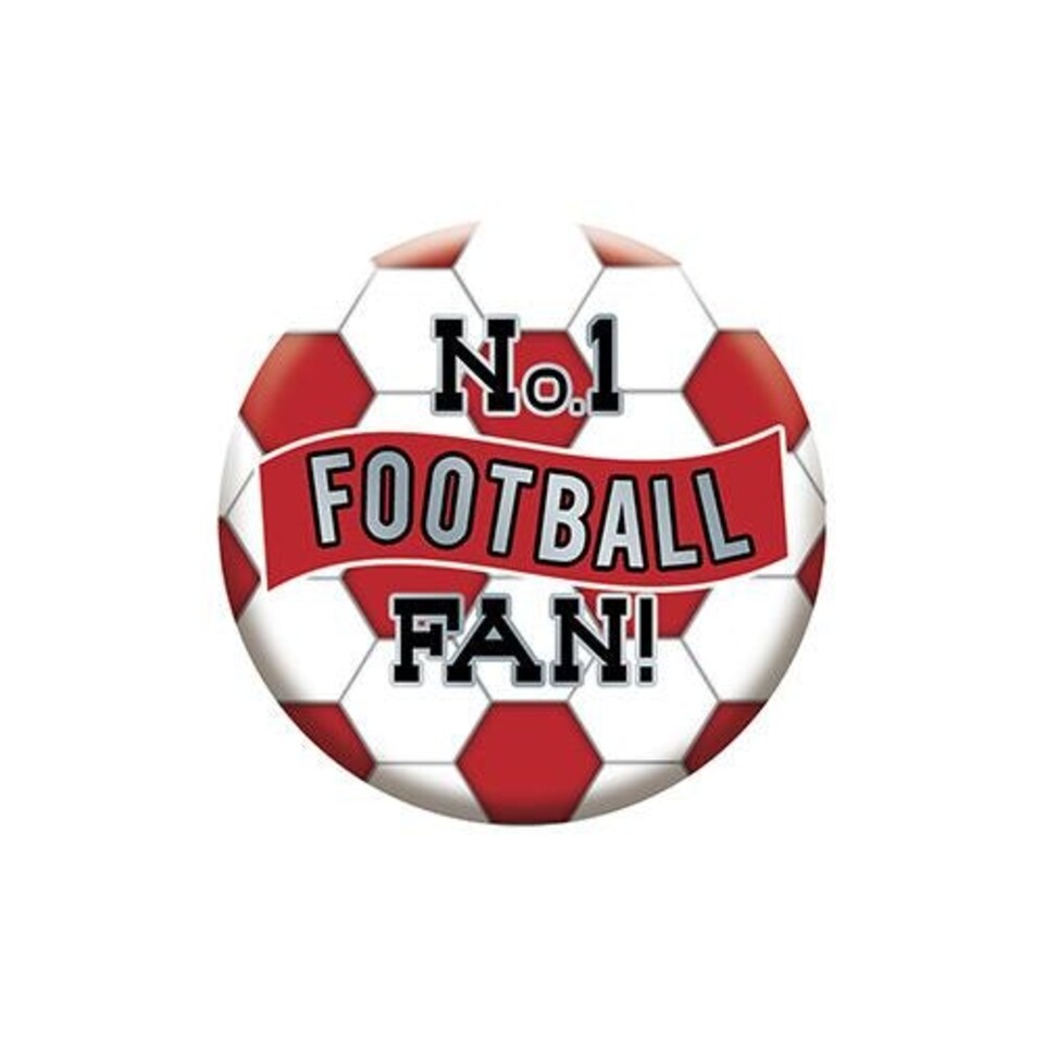 Red & White No. 1 Football Fan Badge 5.5cm