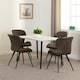 image 3 of Marlow Dining Set with Quebec Chairs White | White Marble/Brown Faux Leather