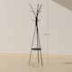 image 5 of HOMCOM Freestanding Metal Coat Rack Stand 9 Hooks Clothes Tree with 1 Shelf Hat Display Hall Tree Hanger Bag Umbrella Hanging Organiser Black
