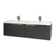 image 1 of 1200mm Bathroom Wall Mounted Drawer Unit and Twin Ceramic Basin - Matt Dark Grey (Central) - Brassware Not Included | Grey | Grey | 1