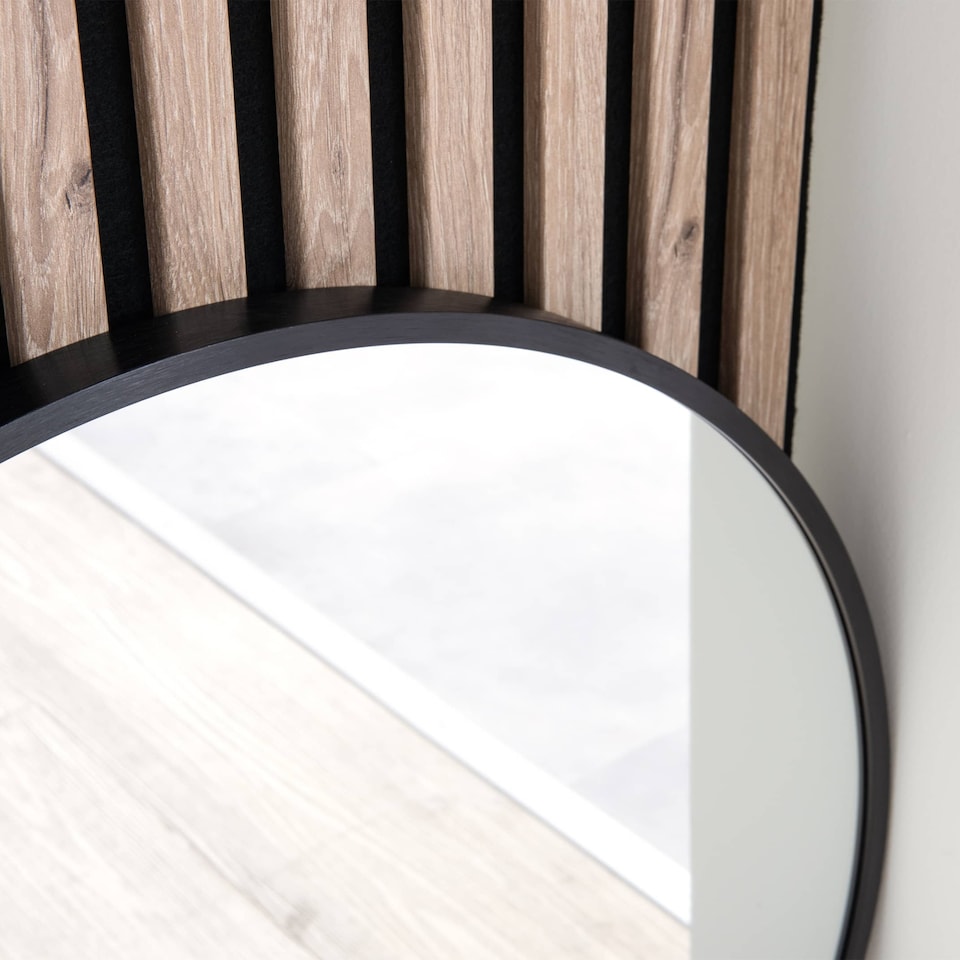 image 1 of Nielsen Jaron Round Wall Mirror - Slim Aluminium Frame - Black - 80cm