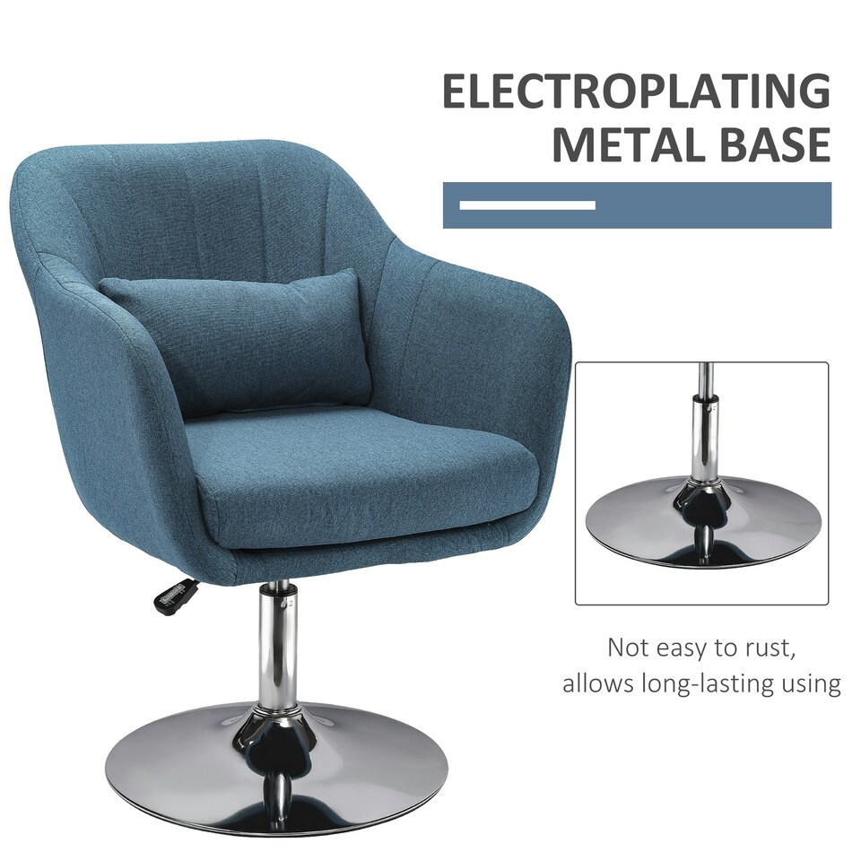 image 1 of HOMCOM Stylish Retro Linen Swivel Tub Chair Steel Frame Cushion Seat Blue