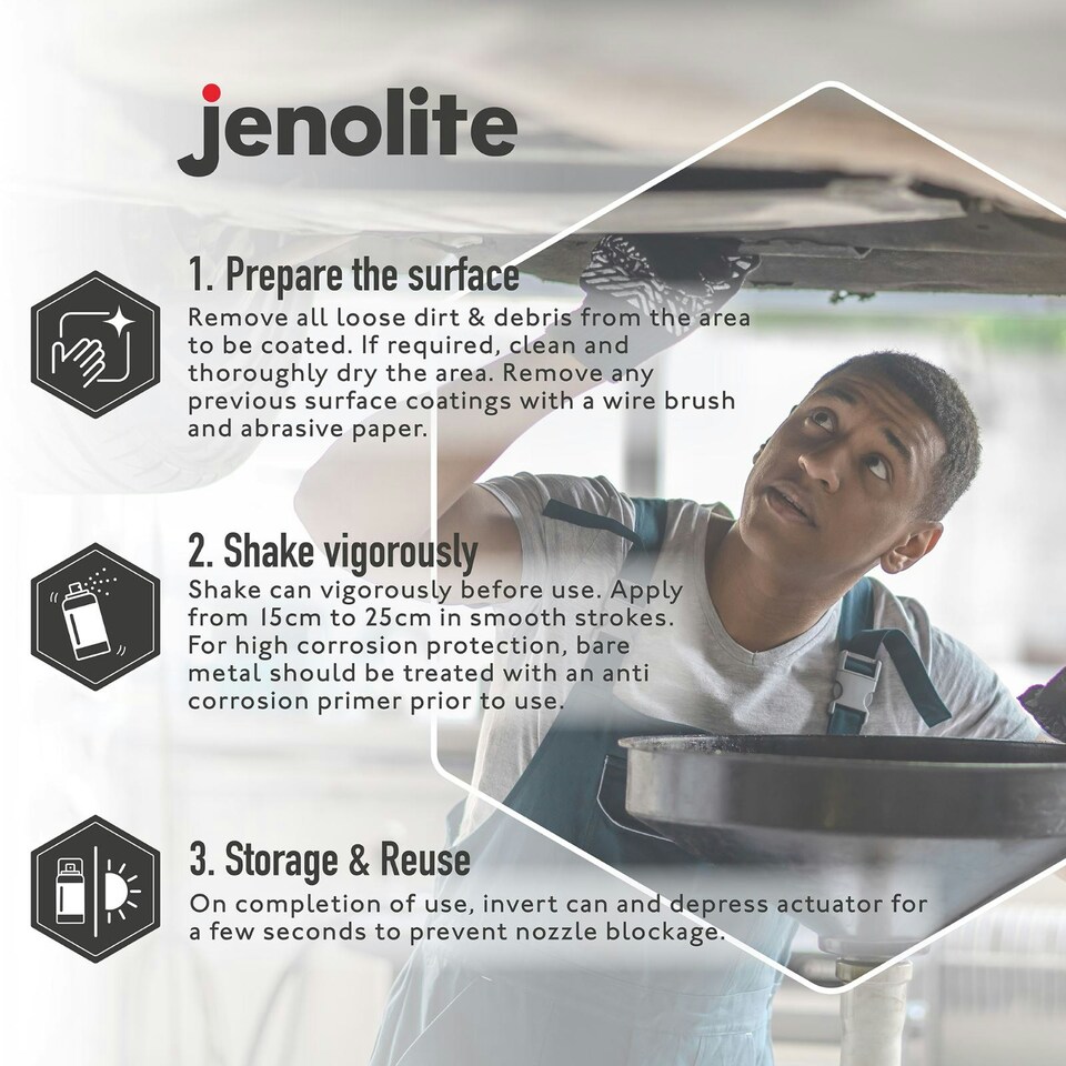 image 1 of Jenolite Rust Protection Underbody Sealer - Bitumen Black - 500ml - 3-Pack