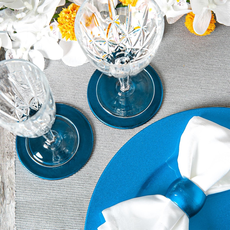 image 1 of Argon Tableware Metallic Charger Plates - 33cm - Blue - Pack of 6 | Blue | Blue