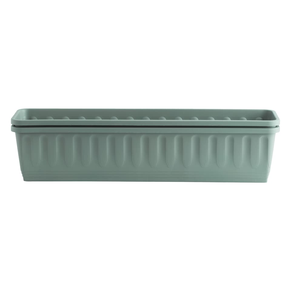 image 1 of Wham Etruscan 2 x 80cm Rectangular Plastic Garden Troughs | Green | Milieu Green