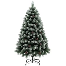 HOMCOM 5ft Artificial Pine Christmas Tree with Pinecones, Steel Base