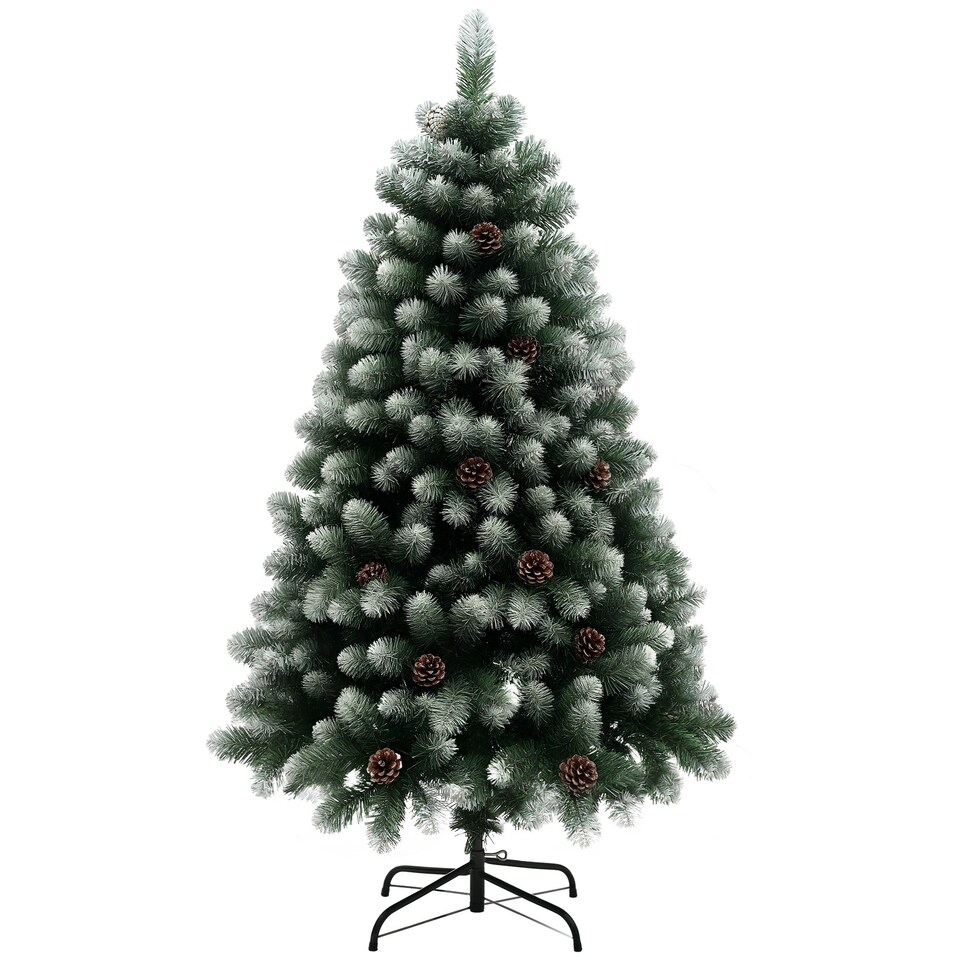 image 1 of HOMCOM 5ft Artificial Pine Christmas Tree with Pinecones, Steel Base