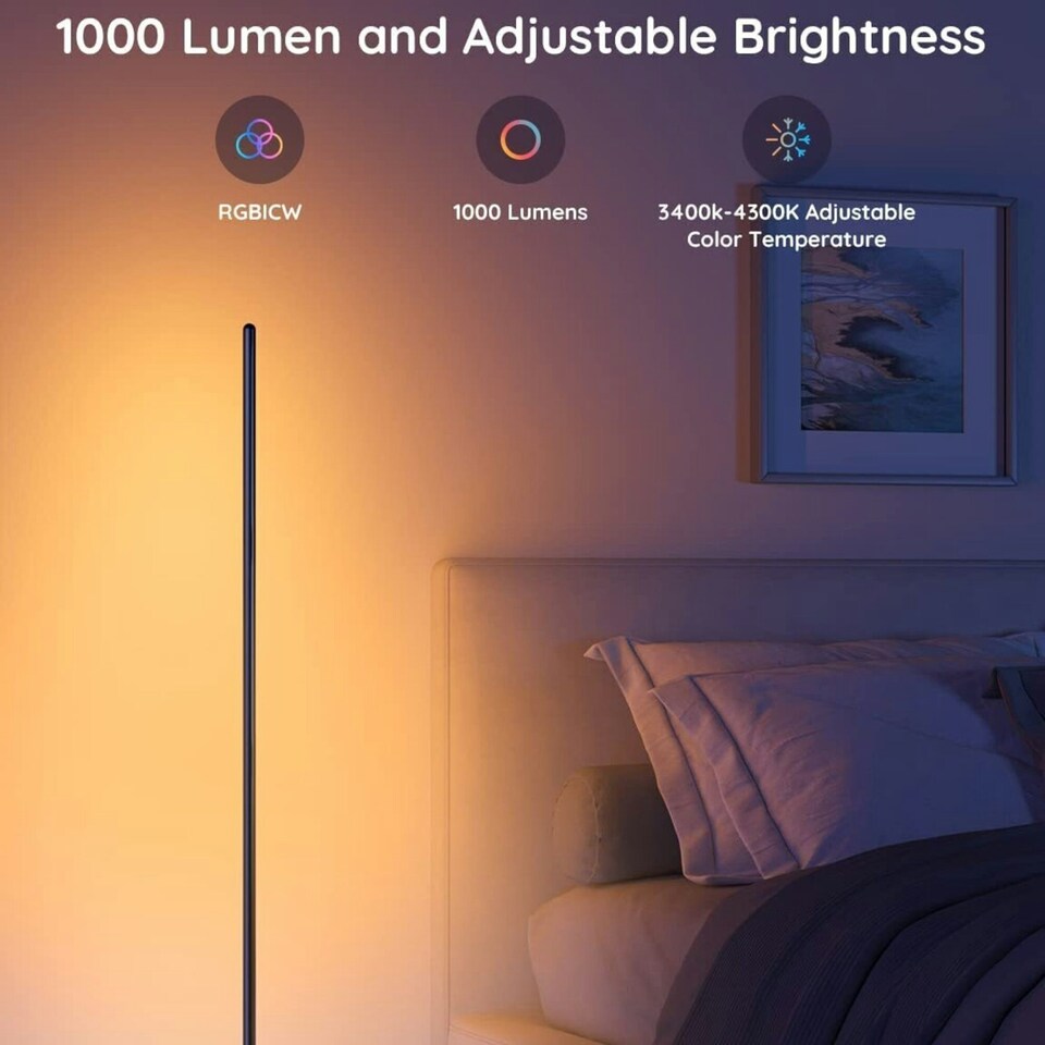 image 1 of Govee RGBICW Smart Corner Floor Lamp