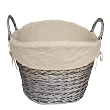 Antique Wash Lined Laundry Basket | Grey | Grey