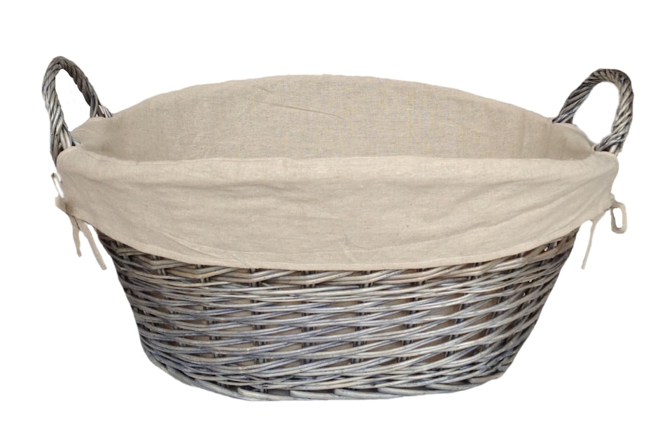 image 1 of Antique Wash Lined Laundry Basket | Grey | Grey