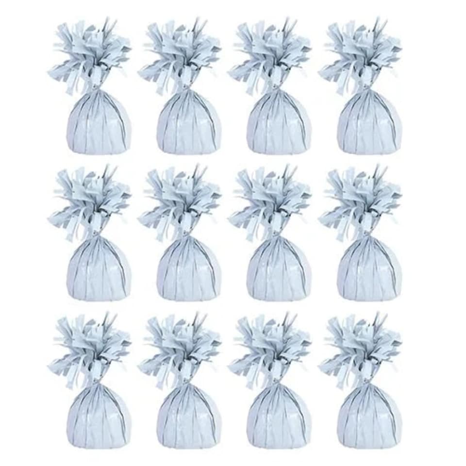 image 1 of White Foil Balloon Weights - Pack of 12