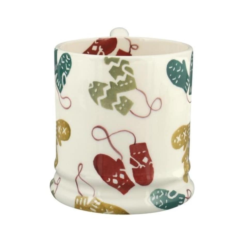 image 1 of Mug: 1 x 300ml Emma Bridgewater Christmas Mittens Half Pint Mug, Ceramic White