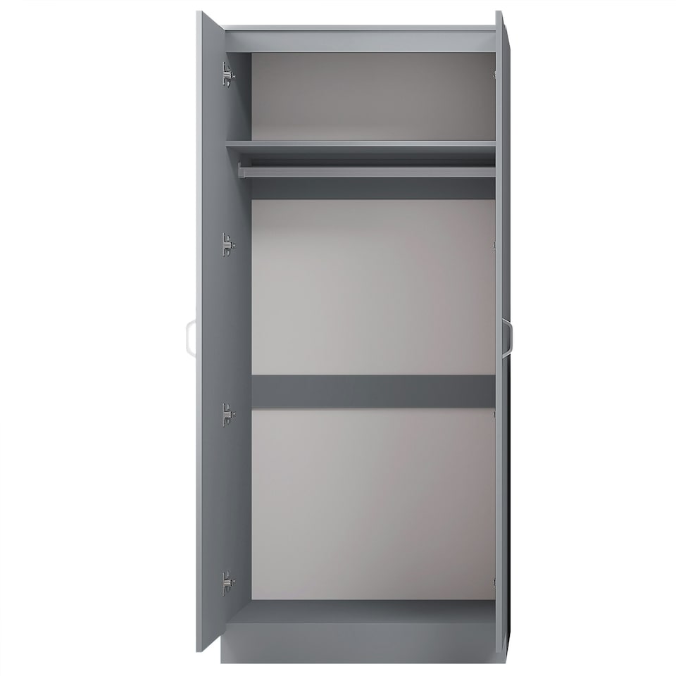 image 1 of FWStyle Tunis 3 Piece Bedroom Furniture Set - Matt Grey - Wardrobe + Chest + Bedside