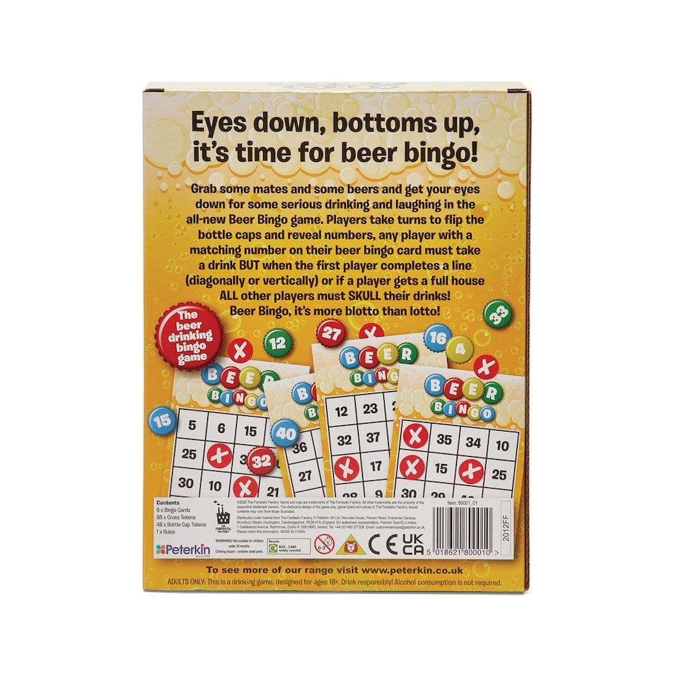 image 1 of Beer Bingo Drinking Game  Adult Party Game with Bingo Cards & Bottle Caps Fun Games Night for Friends - Beers Not Included