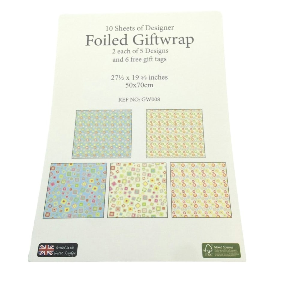 image 1 of 10 Sheets of Luxury Shapes Design Gift Wrap and Tags - New Born Baby, Birthday, Christening, Christmas etc