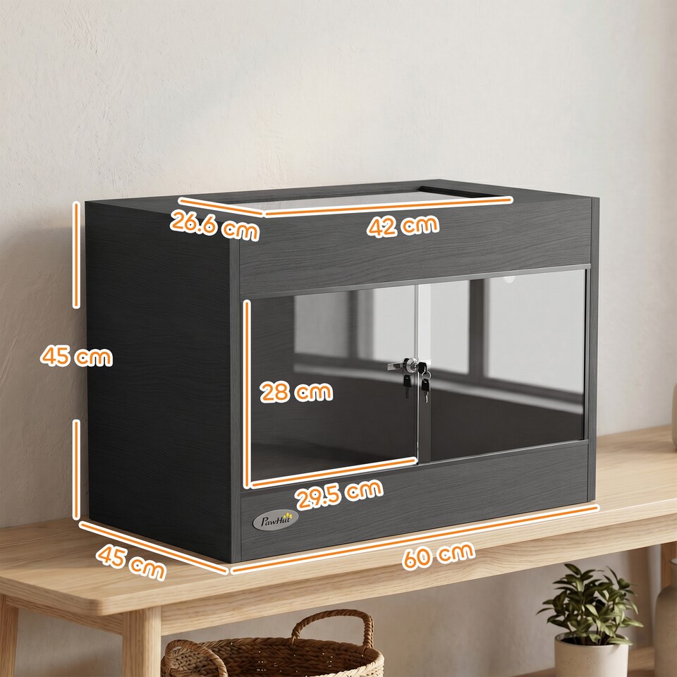 image 1 of PawHut Reptile Vivarium with Sliding Glass Doors and Top Ventilation, Black