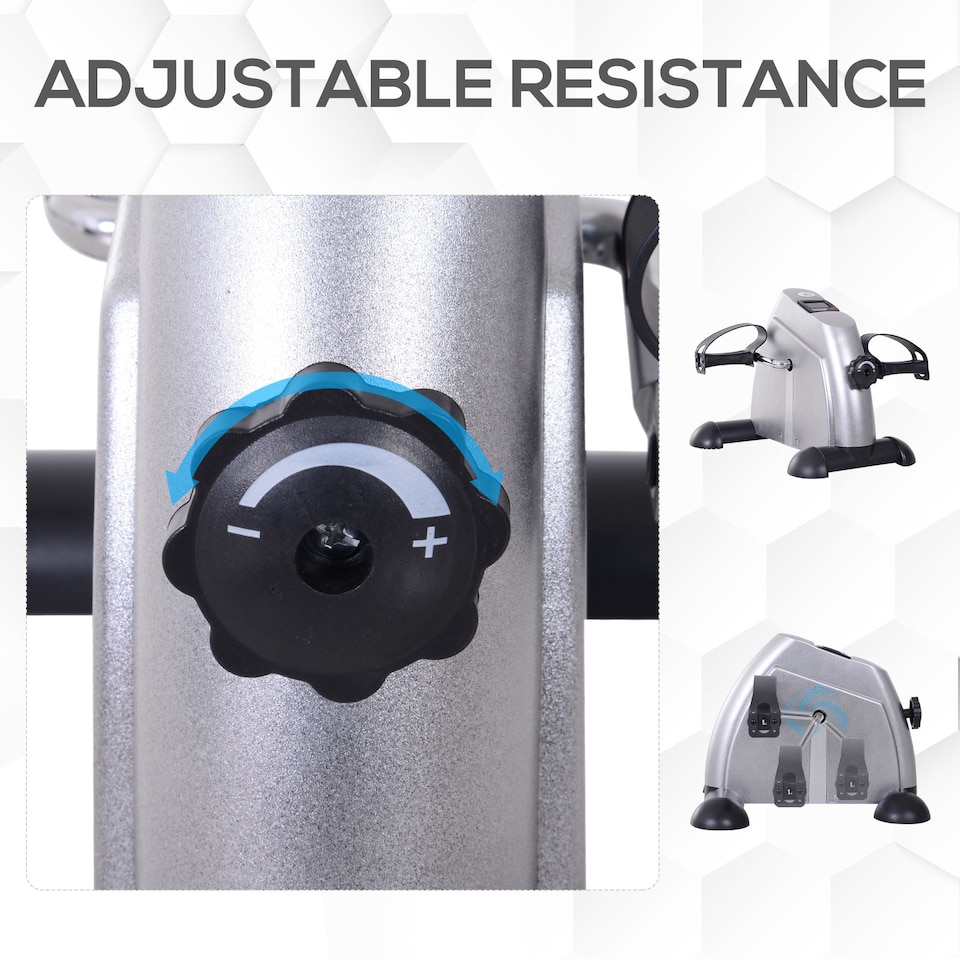 image 1 of HOMCOM Mini Exercise Bike Portable Pedal Manual Machine Indoor Fitness Black