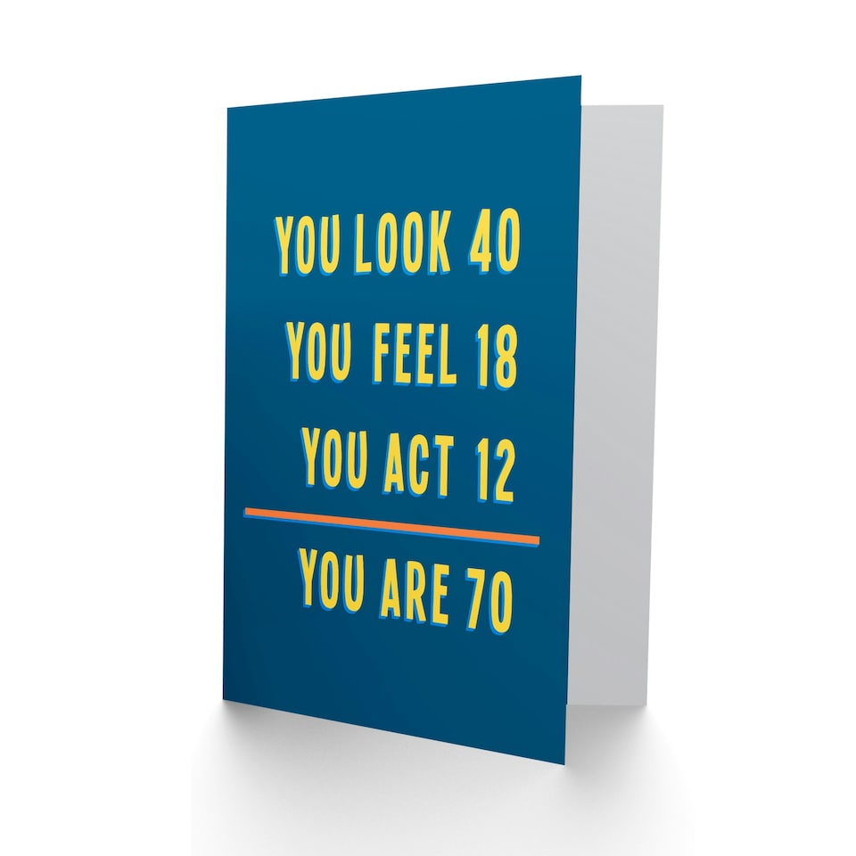 image 1 of Age Math Calculation 70 Year Old Funny Cheeky Birthday Card
