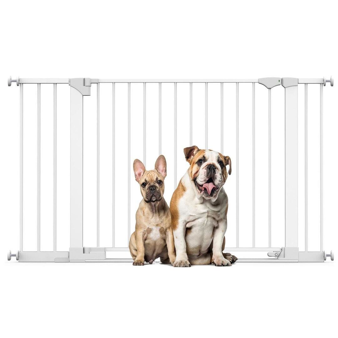 Bettacare SafeStep Dog Gate, White, 138cm - 145cm, Extra Low Walkthough, 81cm Extra Wide Doorway, Extra Wide Pet Gate White