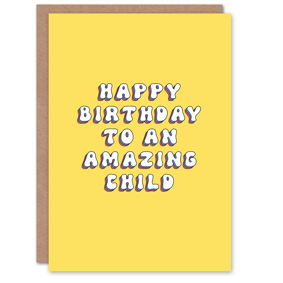 image 1 of An Amazing Child Bright Fun Hippie Letters Child Birthday Card