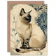 image 1 of Siamese Cat Lover Modern Art Nouveau Flower Design Greeting Card