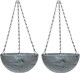 image 1 of Marble Effect Hanging Basket 35cm Outdoor Garden with Chain Grey (x2) | Grey