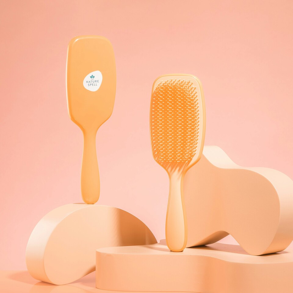 image 1 of Nature Spell No Fuss Detangler Brush - Glossy Orange