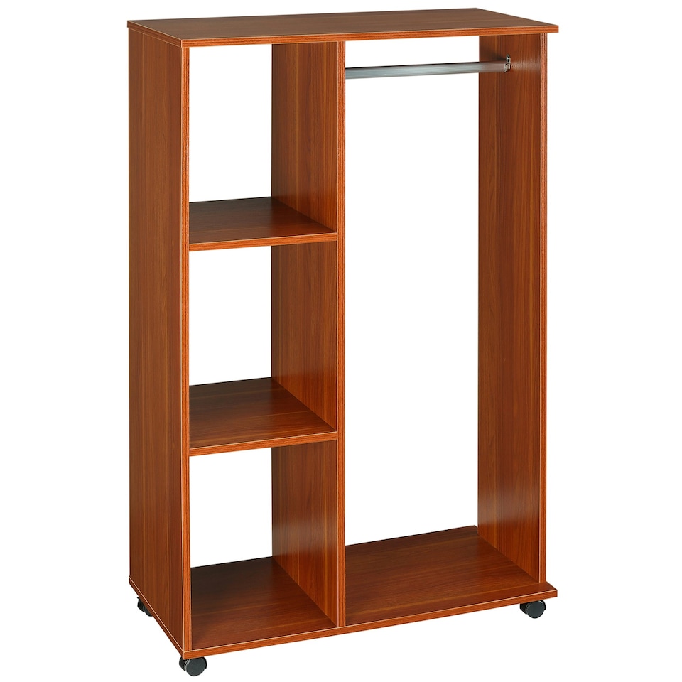 image 1 of HOMCOM Rolling Open Wardrobe Hanging Rail Storage Shelves