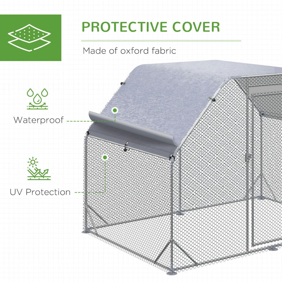 image 1 of PawHut Chicken Run W/ Roof, Walk In Chicken Coop for 4-6 Chickens, Hen House