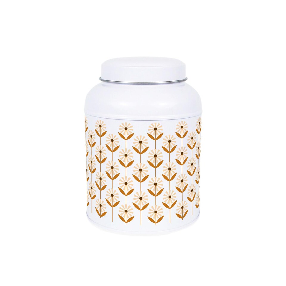 image 1 of Geometric Floral Peppercorn Canister - Small Domed Lid Kitchen Storage Jar