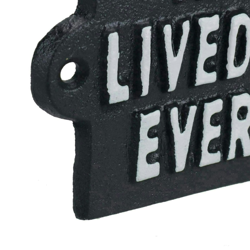 image 1 of They Lived Happy Ever After Sign Plaque Cast Iron Garden House Home Wall