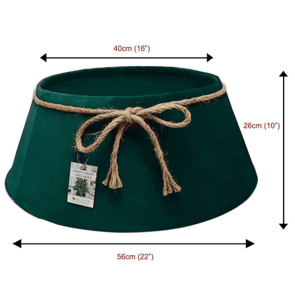 image 1 of Holly International Velvet Christmas Tree Skirt Collar Emerald Green